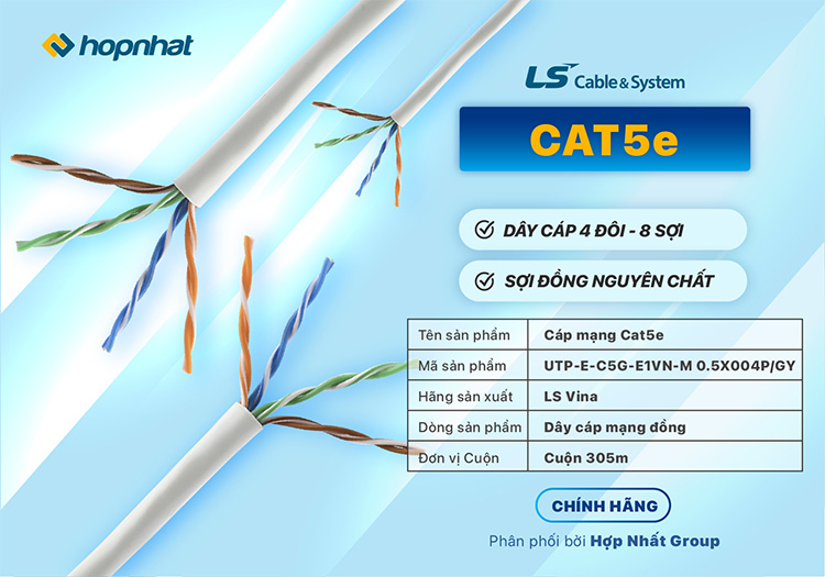 Thông số cáp mạng Cat5e UTP LS