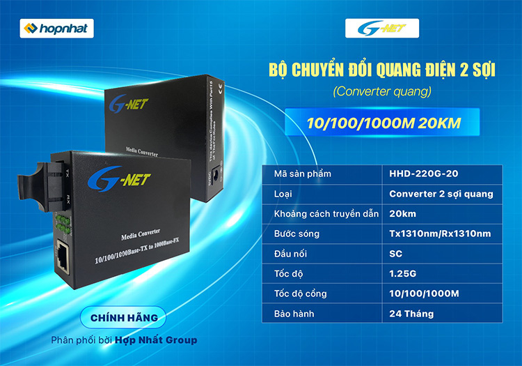 Converter 2 sợi HHD-220G-20 G-Net