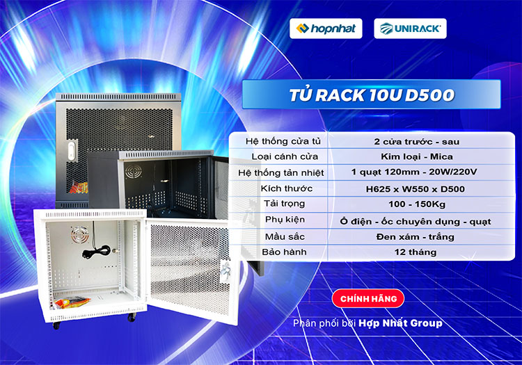 Thông số tủ rack Unirack 10U D500