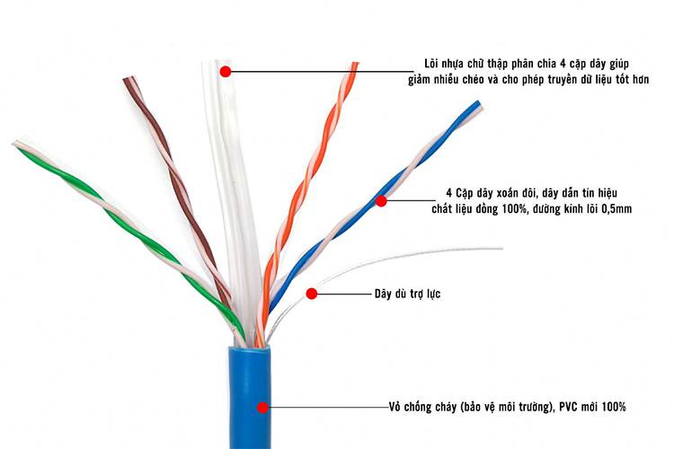 Cấu tạo của dây cáp mạng