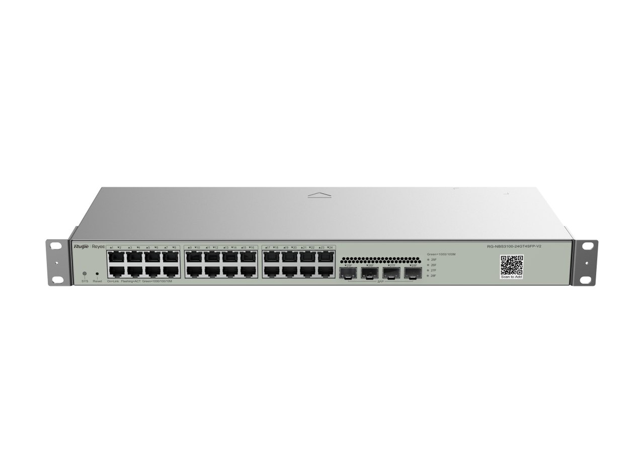 RG-NBS3100-24GT4SFP-V2 nhìn nghiêng, ảnh của Ruijie