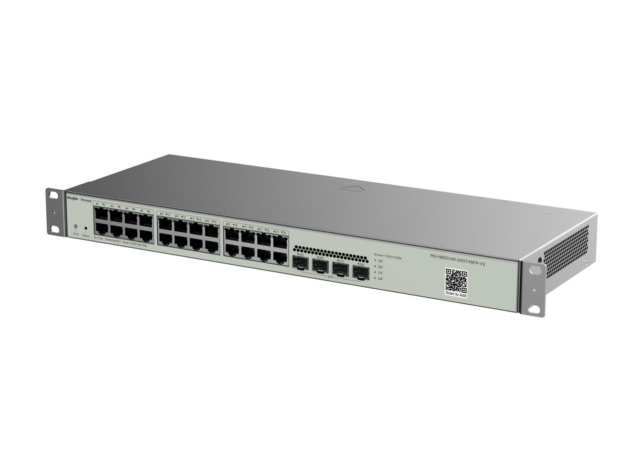 RG-NBS3100-24GT4SFP-V2 nhìn chéo từ phía trên, ảnh hãng