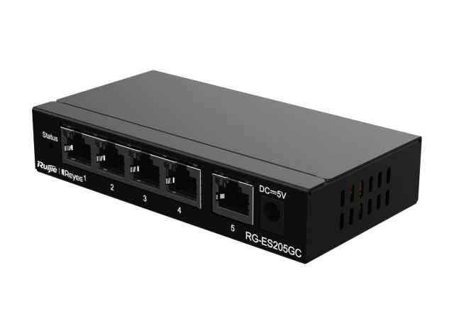 RG-ES205GC nhìn chéo từ trên, ảnh sản phẩm của Ruijie