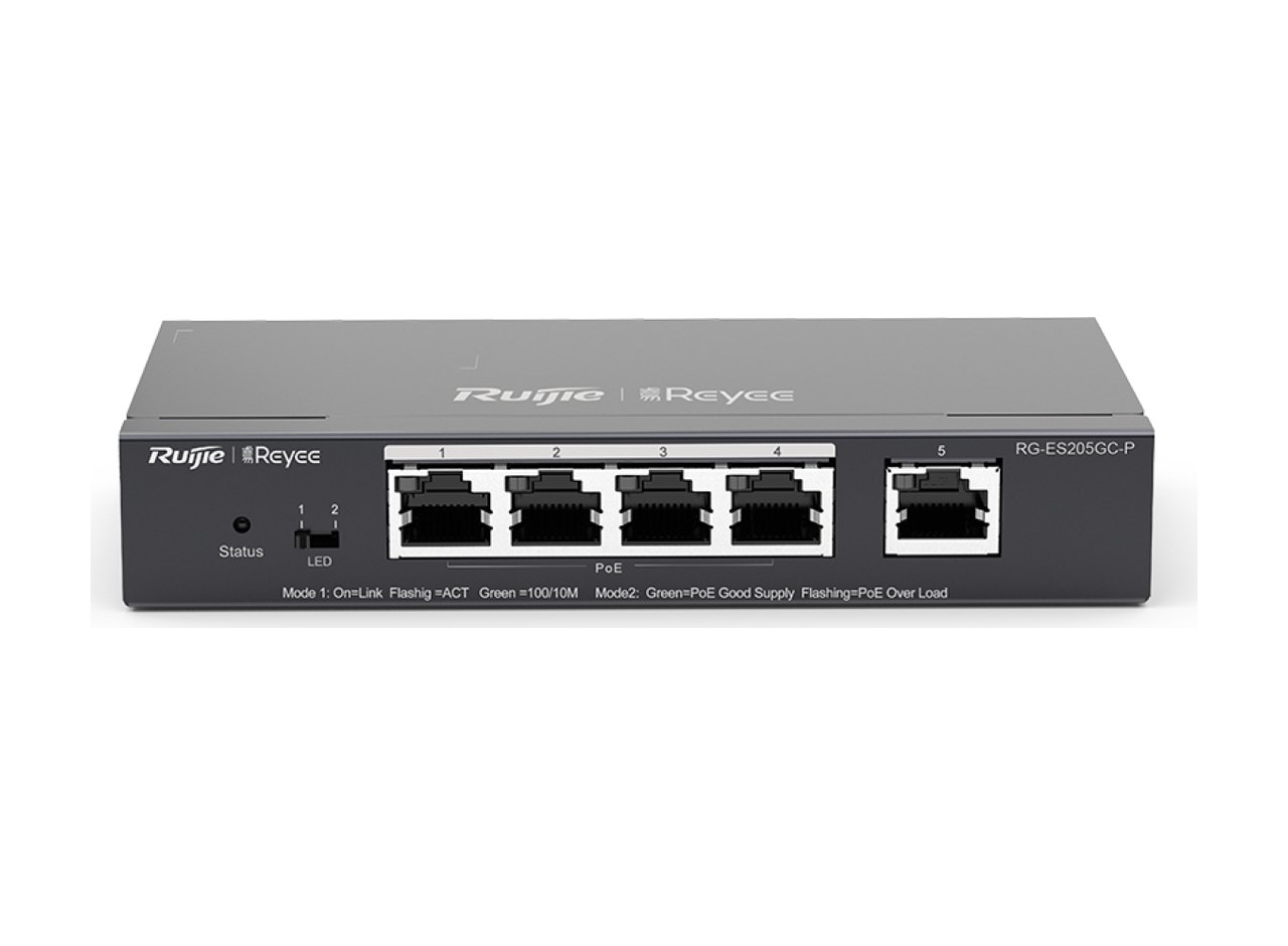 Switch PoE Ruijie RG-ES205GC-P, ảnh mặt trước của hãng