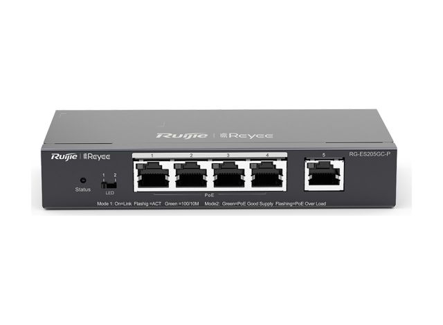 Switch PoE Ruijie RG-ES205GC-P, ảnh mặt trước của hãng