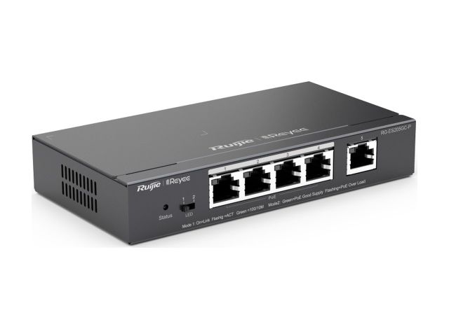 RG-ES205GC-P nhìn nghiêng từ phía trước, ảnh của Ruijie