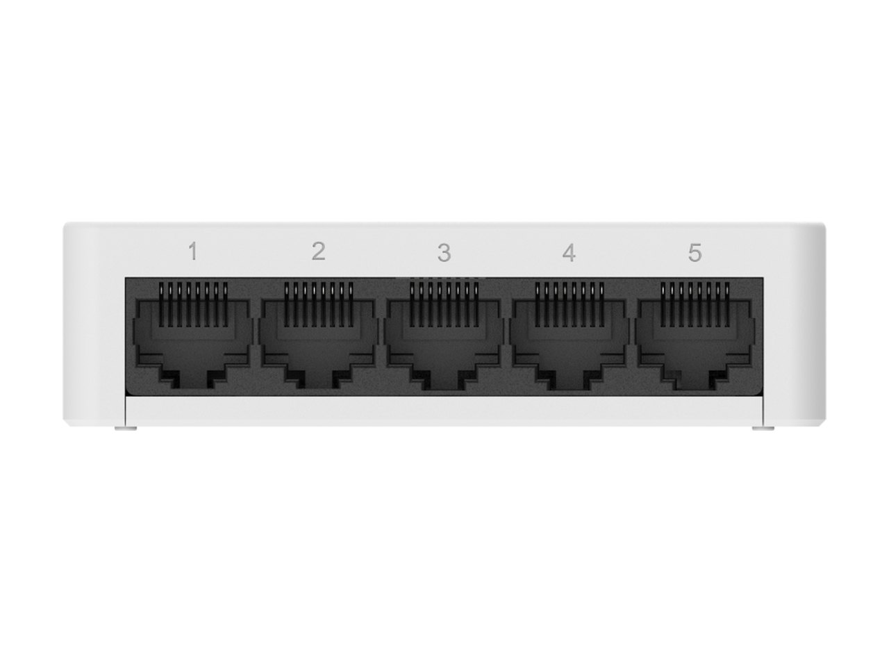 RG-ES05F nhìn thẳng mặt trước với 5 cổng RJ45, ảnh của Ruijie
