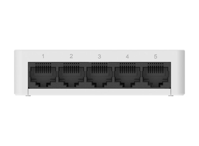 RG-ES05F nhìn thẳng mặt trước với 5 cổng RJ45, ảnh của Ruijie