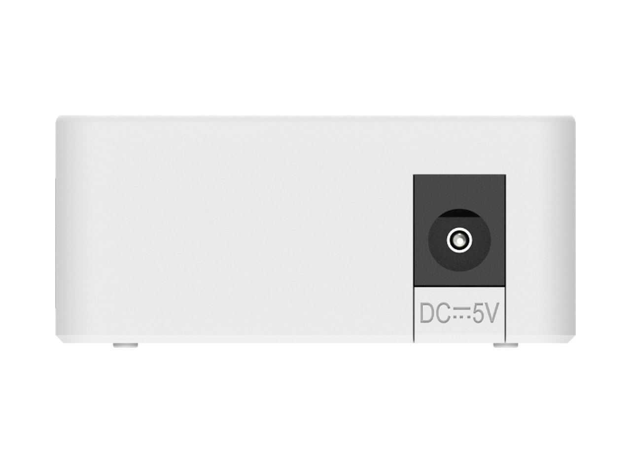 RG-ES05F phía đầu cắm nguồn DC 5 V, ảnh của Ruijie