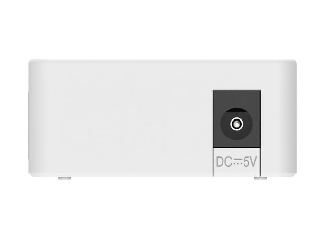 RG-ES05F phía đầu cắm nguồn DC 5 V, ảnh của Ruijie