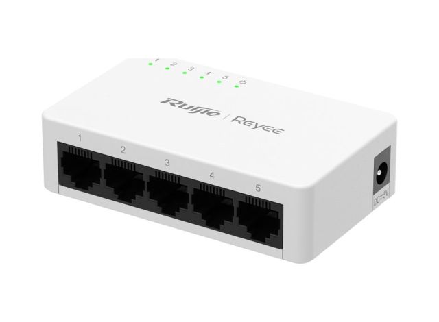 RG-ES05G-L nhìn chéo từ bên trái, ảnh của Ruijie