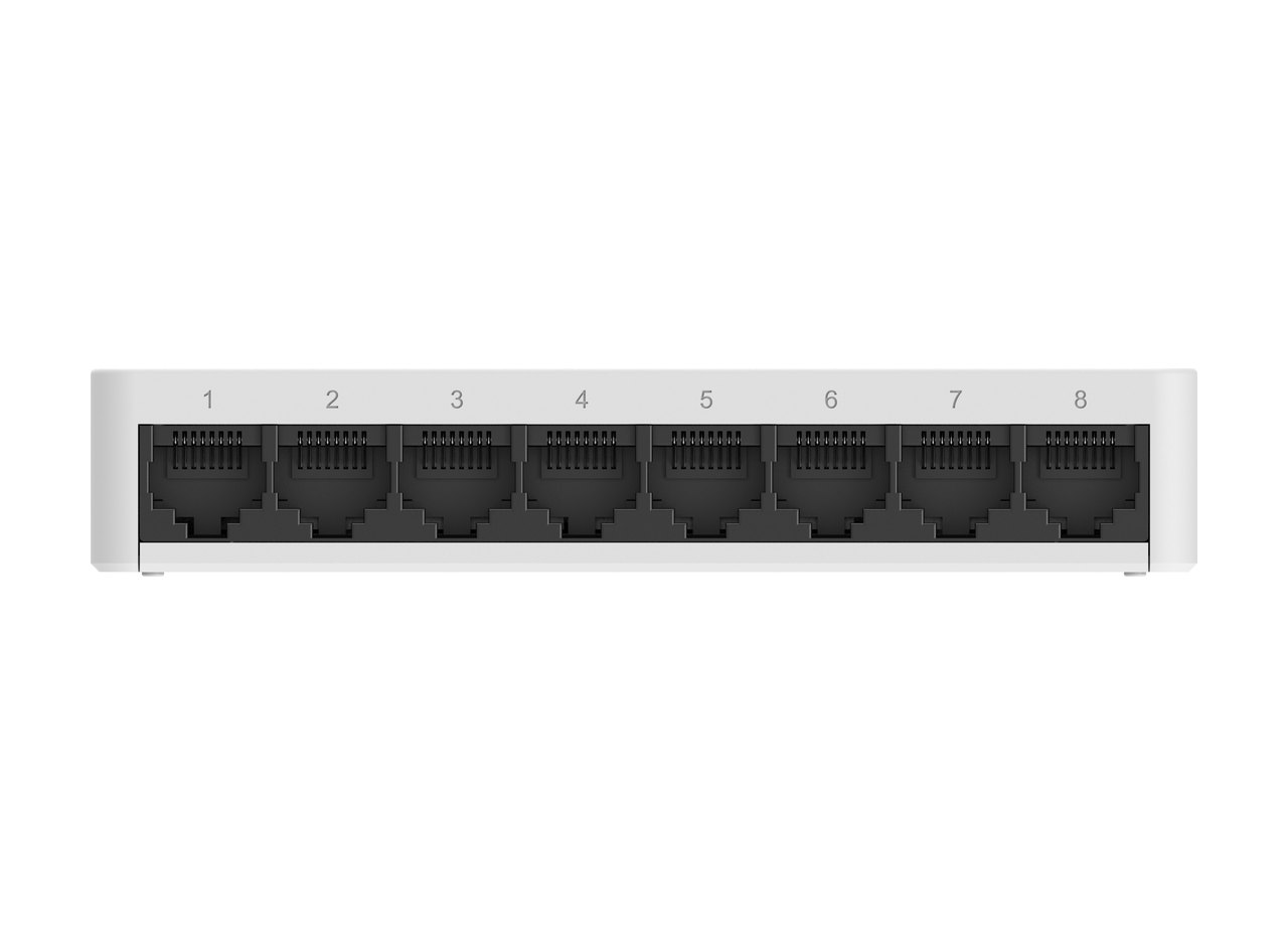 RG-ES08F nhìn thẳng mặt trước với 8 cổng, ảnh của Ruijie