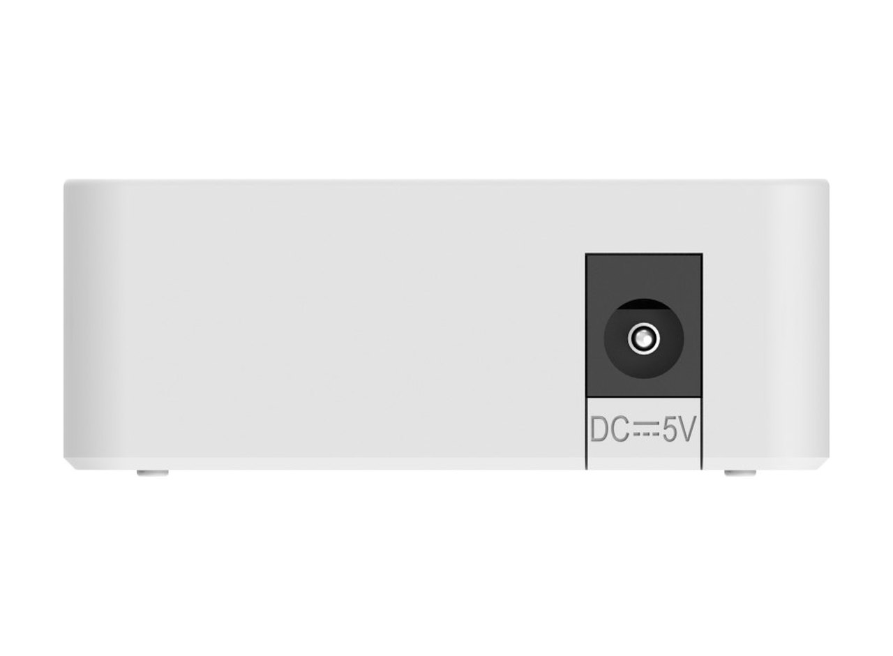 RG-ES08F phía đầu cắm nguồn DC 5 V, ảnh của Ruijie