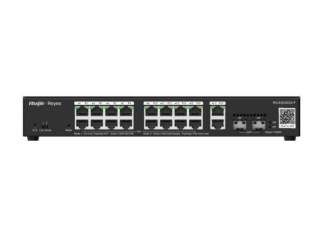 Switch PoE Ruijie RG-ES220GS-P, ảnh mặt trước của hãng
