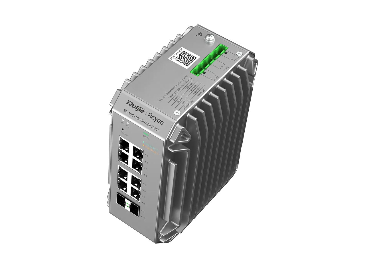 RG-NIS3100-8GT2SFP-HP nhìn chéo từ trên xuống, ảnh của hãng