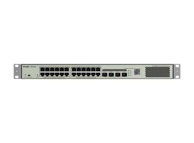 RG-NBS3100-24GT4SFP-P-V2 nhìn thẳng mặt trước, ảnh của Ruijie