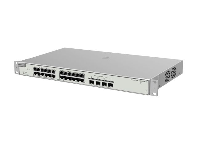 Switch PoE Ruijie RG-NBS3200-24GT4XS-P-V2 nhìn chéo phía trước, ảnh của hãng