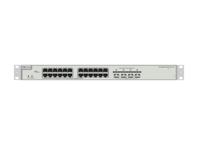 RG-NBS3200-24GT4XS-P-V2 nhìn thẳng mặt trước, ảnh của Ruijie