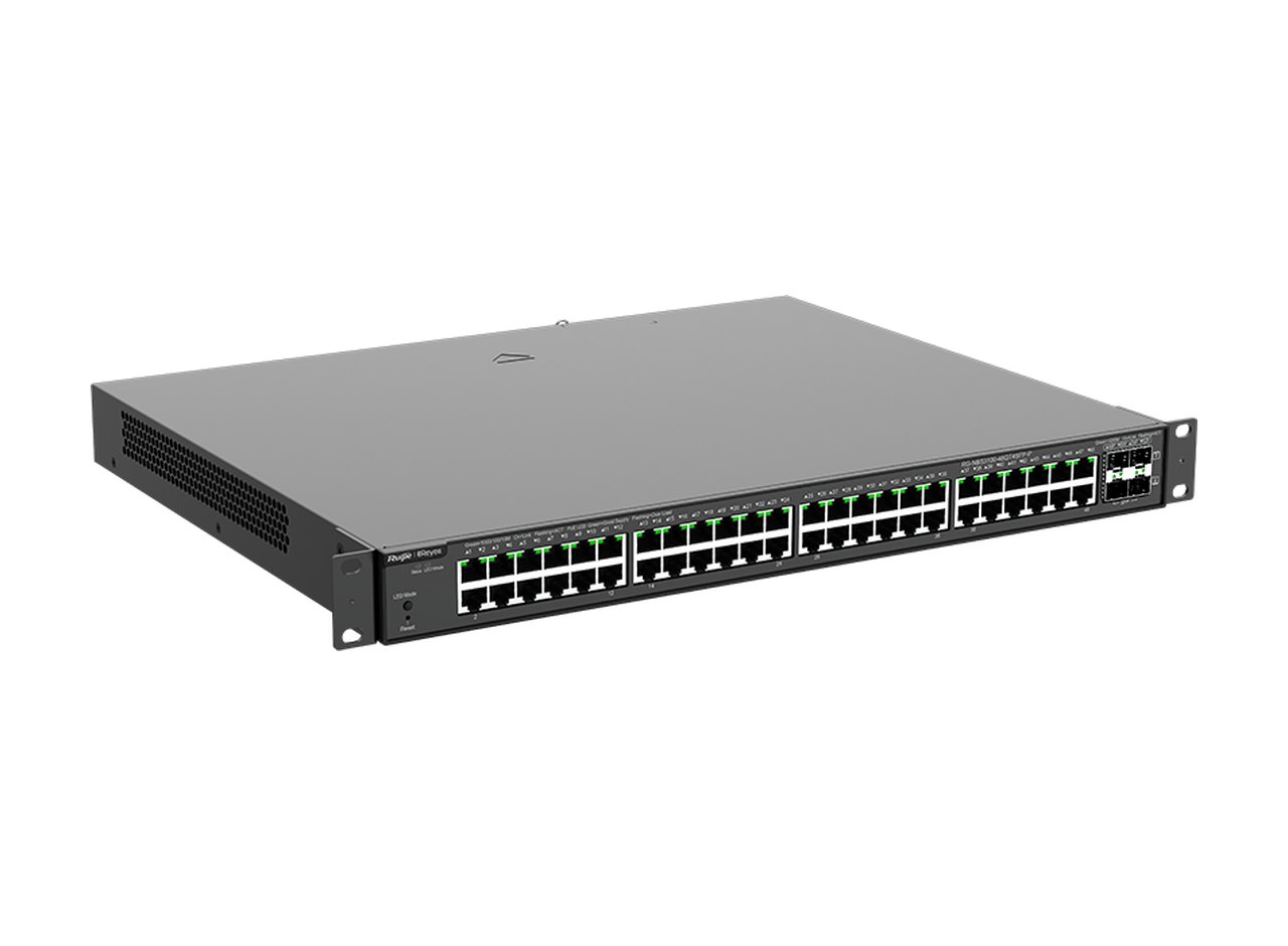 RG-NBS3100-48GT4SFP-P nhìn chéo bên phải, ảnh sản phẩm của Ruijie
