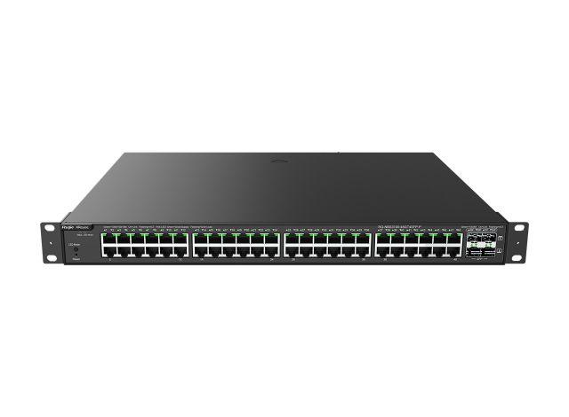 RG-NBS3100-48GT4SFP-P nhìn từ trên xuống phía trước, ảnh của Ruijie
