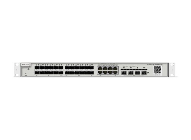 Switch Ruijie RG-NBS3200-24SFP/8GT4XS nhìn thẳng mặt trước, ảnh của hãng