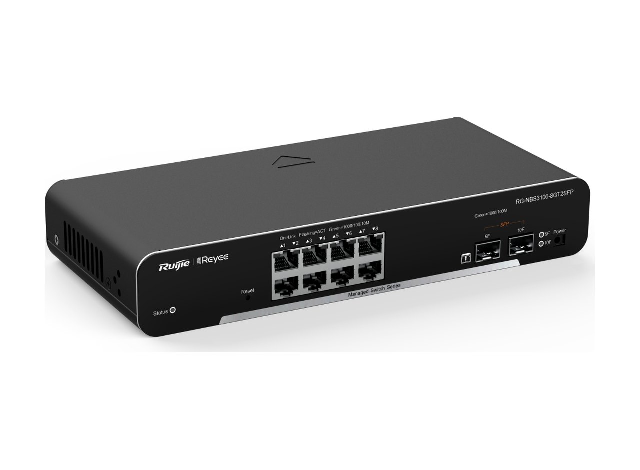 Switch Ruijie RG-NBS3100-8GT2SFP, ảnh góc chéo bên trái của hãng