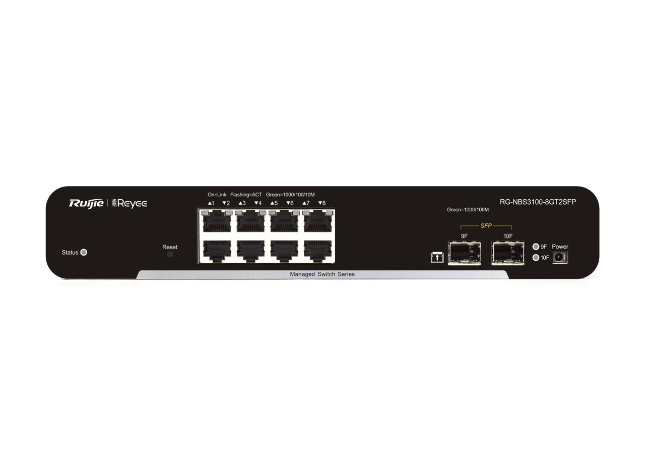 RG-NBS3100-8GT2SFP nhìn thẳng mặt trước, ảnh của Ruijie