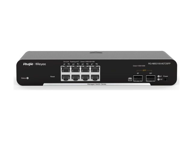 RG-NBS3100-8GT2SFP nhìn từ trên xuống phía trước, ảnh của Ruijie
