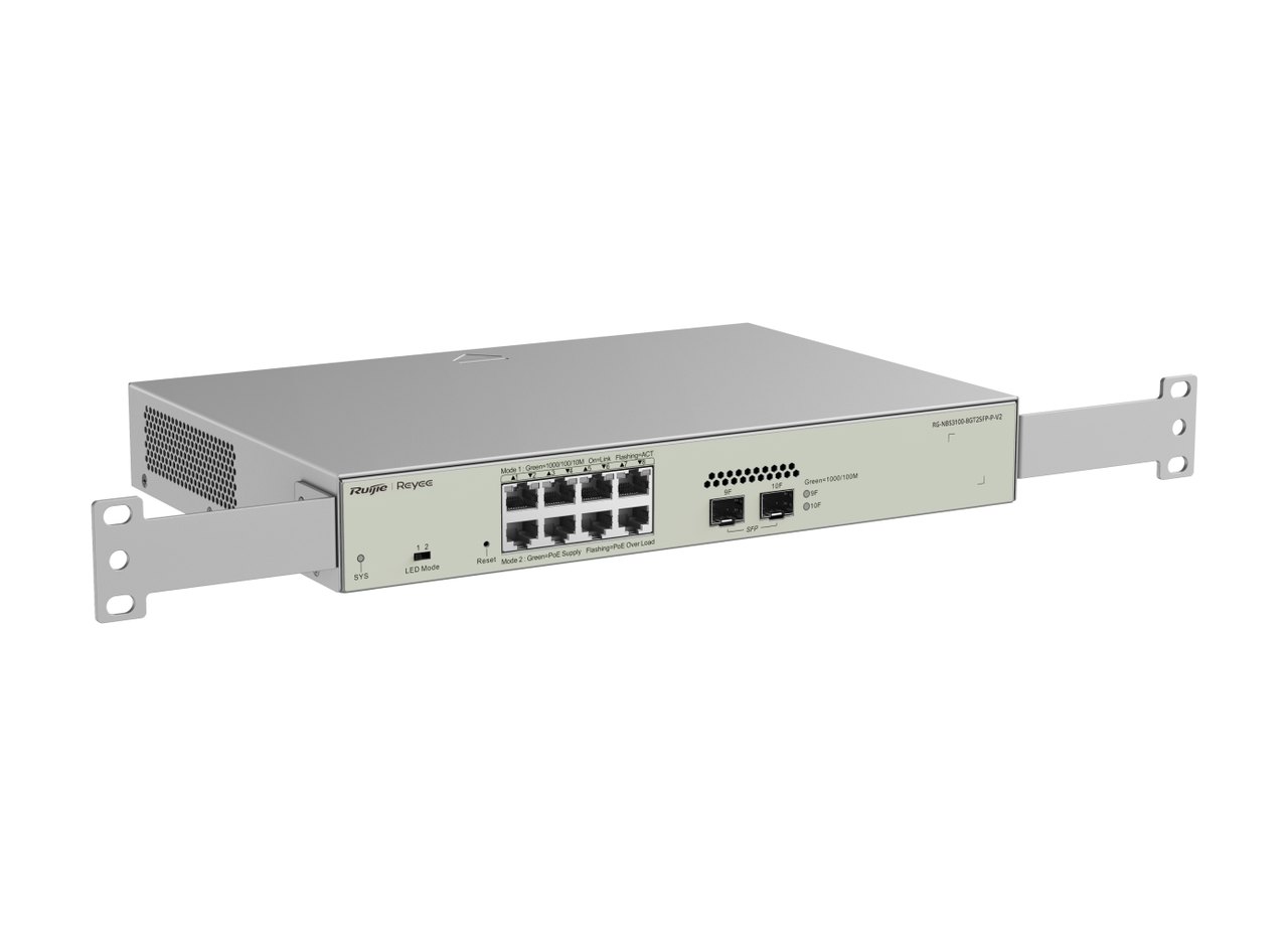 Switch PoE Ruijie RG-NBS3100-8GT2SFP-P-V2, ảnh góc chéo bên trái của hãng