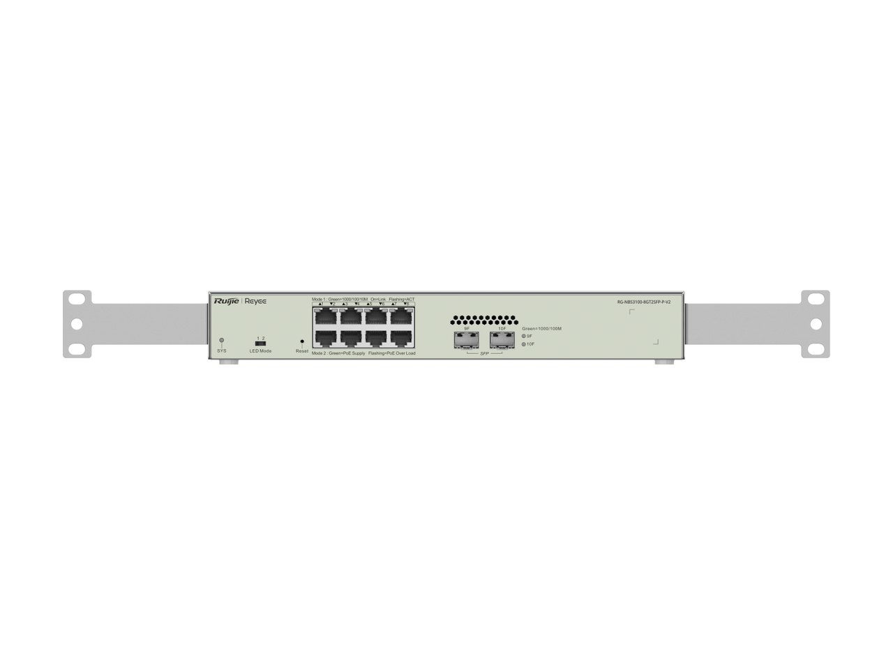 RG-NBS3100-8GT2SFP-P-V2 nhìn thẳng mặt trước, ảnh của Ruijie