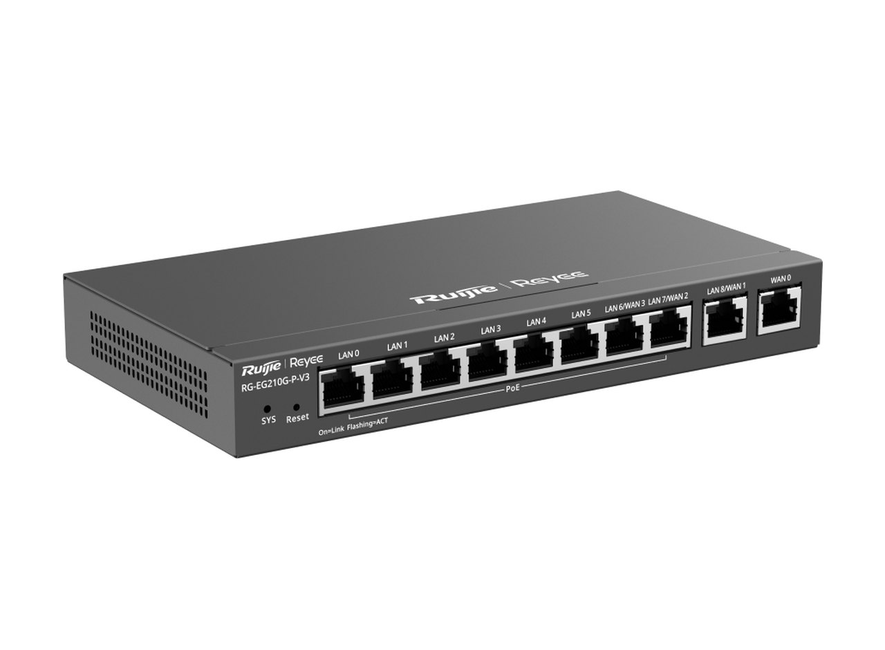 RG-EG210G-P-V3 nhìn chéo từ trái, ảnh của Ruijie