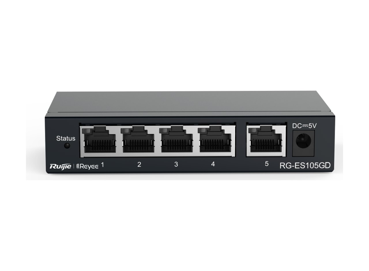 RG-ES105GD nhìn thẳng mặt trước, ảnh của Ruijie