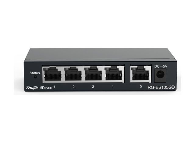 RG-ES105GD nhìn thẳng mặt trước, ảnh của Ruijie