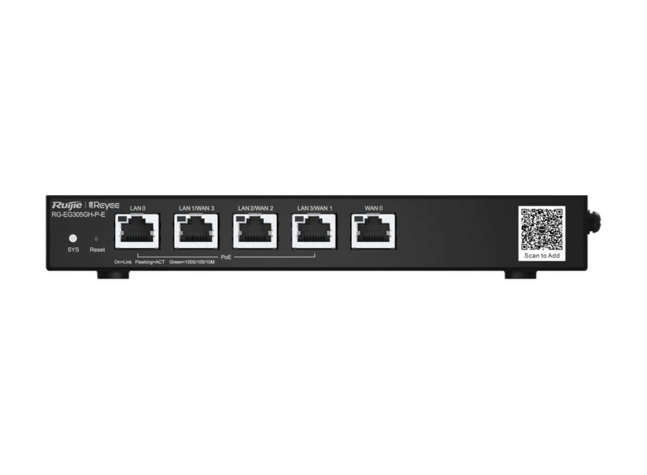 Router PoE Ruijie RG-EG305GH-P-E, ảnh mặt trước của hãng