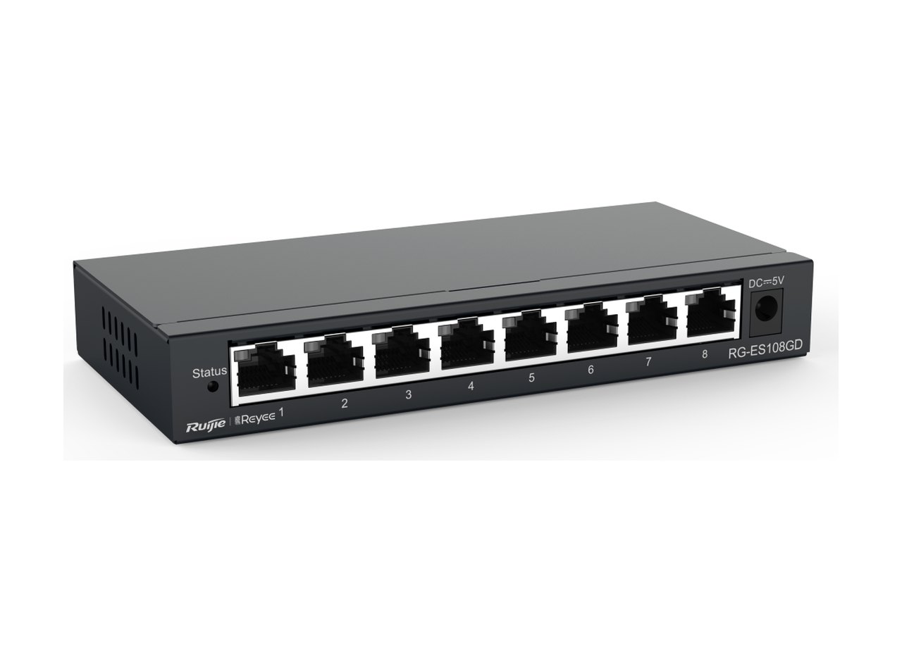 Switch Ruijie RG-ES108GD, ảnh góc trước của hãng