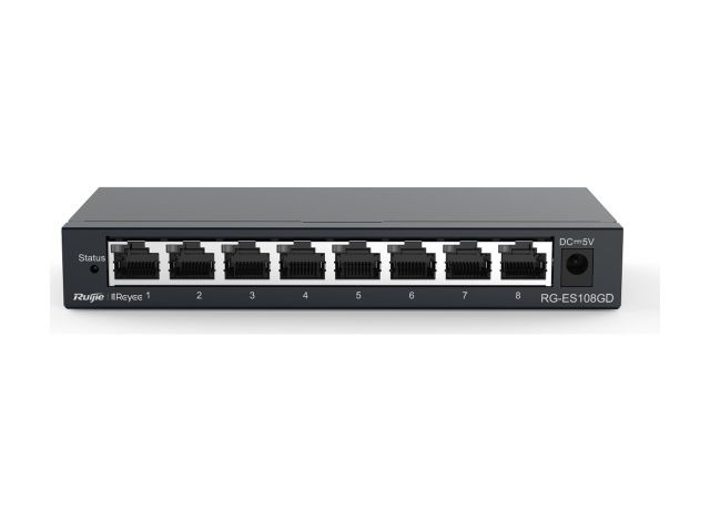 RG-ES108GD nhìn thẳng mặt trước, ảnh của Ruijie