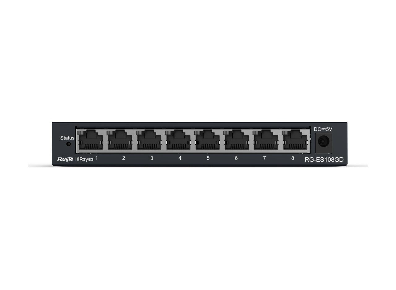 RG-ES108GD nhìn thẳng từ xa, ảnh của hãng