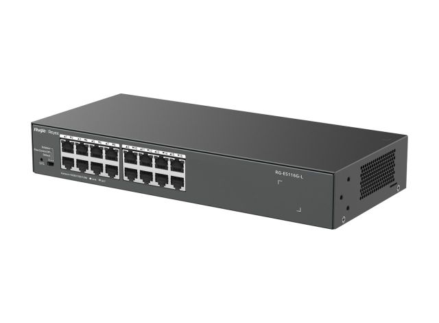 Switch Ruijie RG-ES116G-L, ảnh góc trước của hãng