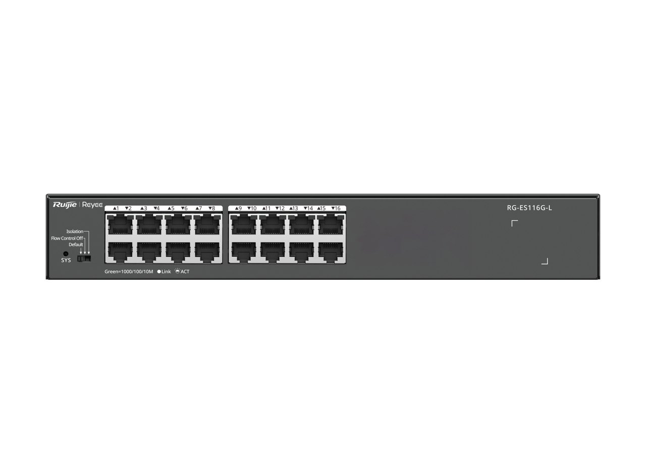 RG-ES116G-L nhìn thẳng mặt trước, ảnh của Ruijie