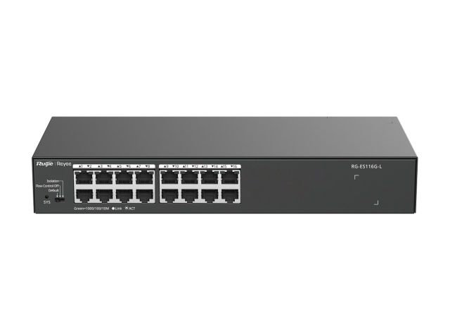 RG-ES116G-L nhìn từ phía trước, hơi cao, ảnh của Ruijie