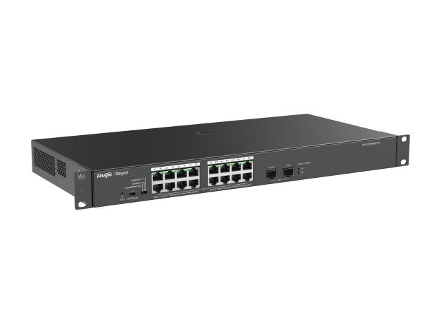 RG-ES118GS-P-L nhìn chéo từ phải, ảnh của hãng