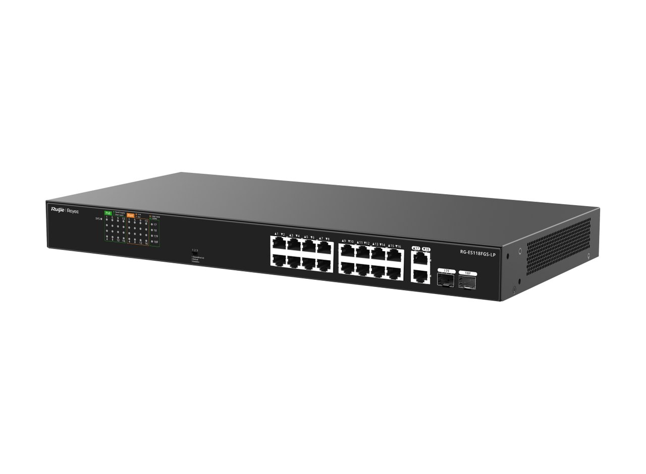 RG-ES118FGS-LP nhìn chéo từ phải, ảnh của hãng