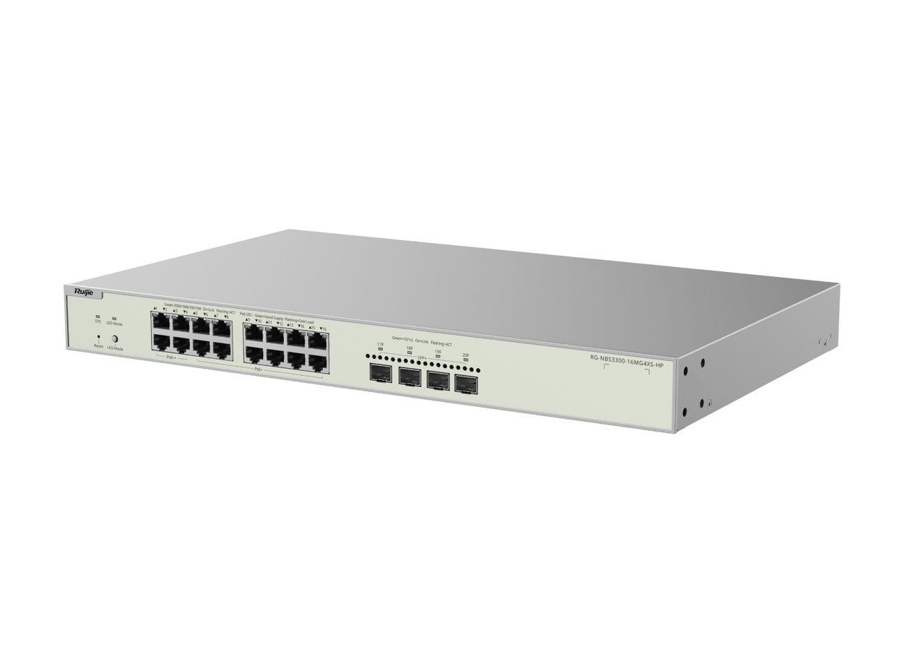 Switch Ruijie RG-NBS3300-16MG4XS-HP, bản 16 cổng 2,5GE có PoE++ của dòng RG-NBS3300, ảnh hãng