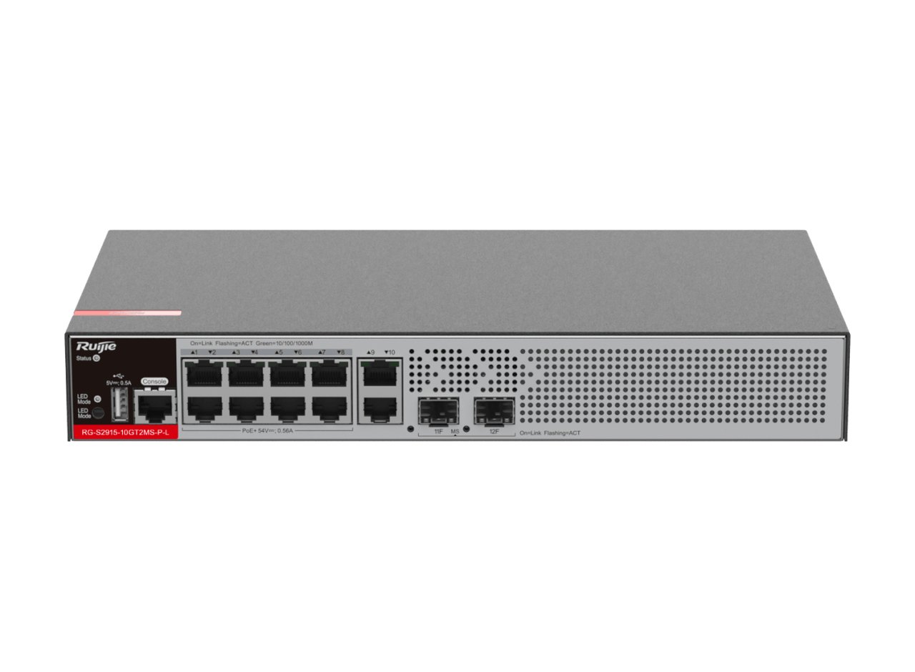 Switch Ruijie RG-S2915-10GT2MS-P-L nhìn từ phía trước, ảnh của hãng