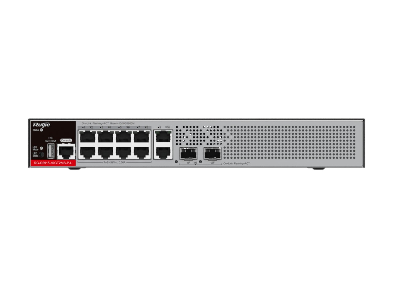 RG-S2915-10GT2MS-P-L nhìn thẳng mặt trước, ảnh của Ruijie