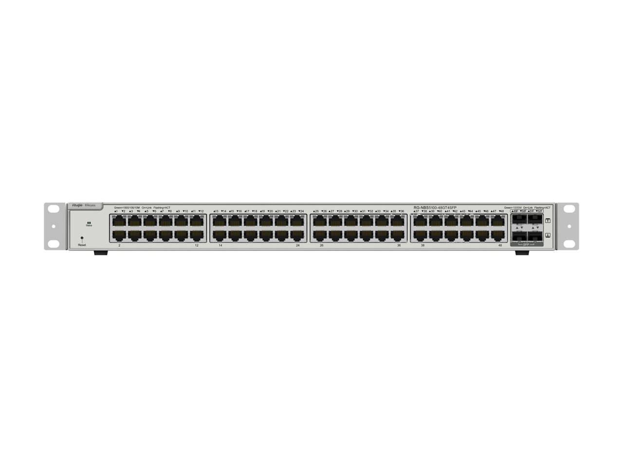 Switch Ruijie RG-NBS5100-48GT4SFP nhìn thẳng mặt trước, ảnh của hãng