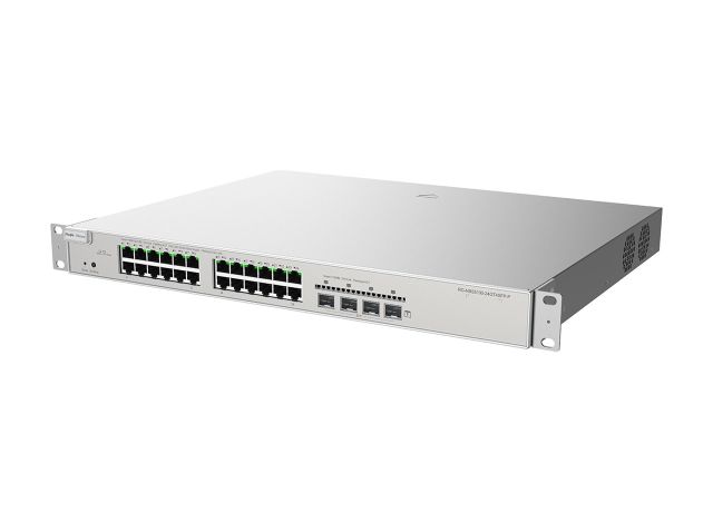 Switch Ruijie RG-NBS5200-24GT4XS-P nhìn chéo từ phải, ảnh của hãng