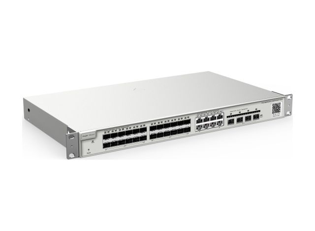 RG-NBS5200-24SFP/8GT4XS nhìn chéo từ trái, ảnh của Ruijie