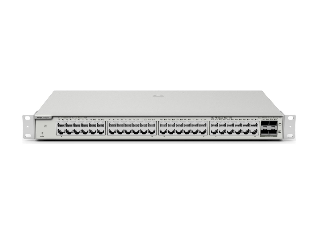 RG-NBS5200-48GT4XS nhìn mặt trước từ góc cao, ảnh của Ruijie