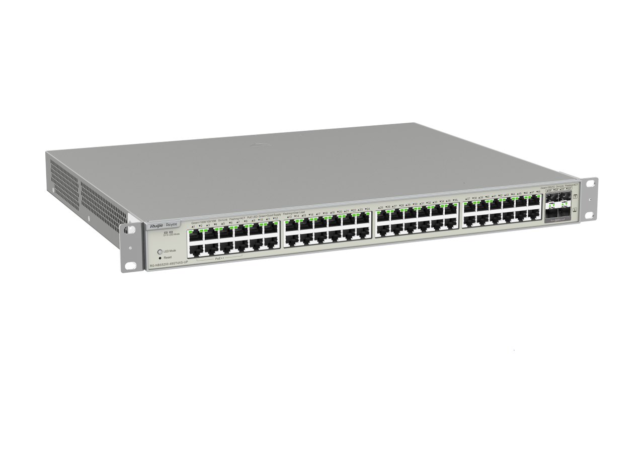 RG-NBS5200-48GT4XS-UP nhìn chéo từ trái, ảnh của hãng
